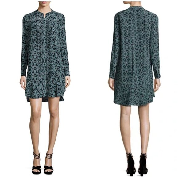 💕TORY BURCH💕 Massey Shirt Dress  ~ 100% Silk Black Pompidou 2 - Picture 3 of 14